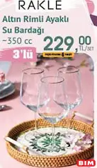 RAKLE ALTIN RİMLİ AYAKLI SU BARDAĞI 350 CC RAKLE ALTIN RİMLİ AYAKLI SU BARDAĞI 350 CC